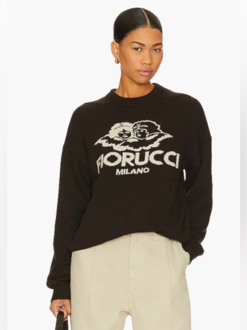 Fiorucci Milano Brown Logo Crewneck Sweater